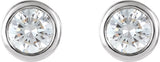 Platinum Natural Diamond Round Bezel-Set Stud Earrings - view 2