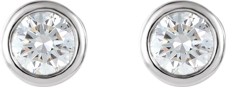 Platinum Natural Diamond Round Bezel-Set Stud Earrings - view 2