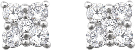 14K Gold Round Natural Diamond Cluster Earrings – 2.4mm Stones - view 2