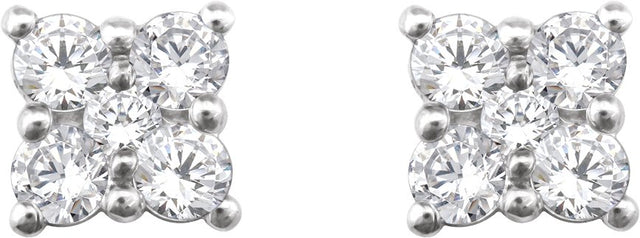 14K Gold Round Natural Diamond Cluster Earrings – 2.4mm Stones - view 2