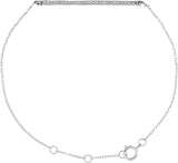 14K Gold Round Natural Diamond Accented Bar Bracelet - White Gold