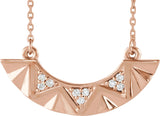 14K Gold Round Natural Diamond Curved Bar Necklace - Rose Gold