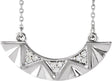14K Gold Round Natural Diamond Curved Bar Necklace - White Gold