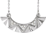 14K Gold Round Natural Diamond Curved Bar Necklace - White Gold