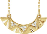 14K Gold Round Natural Diamond Curved Bar Necklace - Yellow Gold