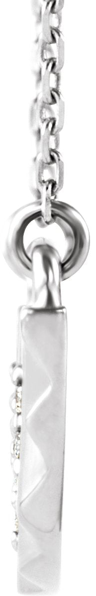 Platinum Round Natural Diamond Curved Bar Necklace - view 2