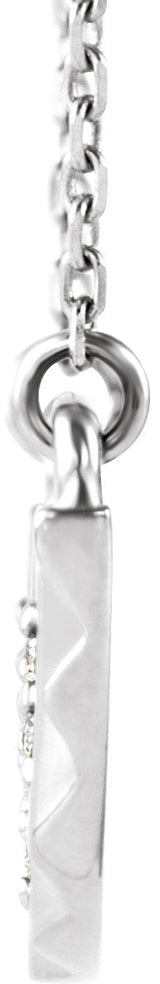 14K Gold Round Natural Diamond Curved Bar Necklace - White Gold - view 2