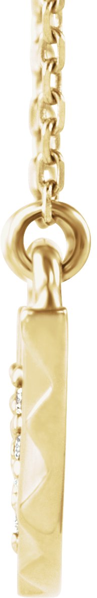 14K Gold Round Natural Diamond Curved Bar Necklace - Yellow Gold - view 2