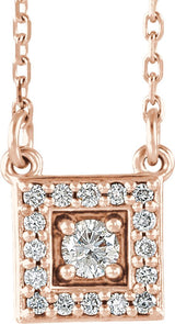 14K Gold Round Natural Diamond Halo-Style Necklace – 1/8 CTW - Rose Gold