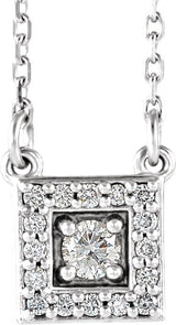 Platinum Round Natural Diamond Halo-Style Necklace – 1/8 CTW