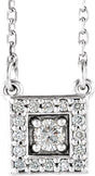 Platinum Round Natural Diamond Halo-Style Necklace – 1/8 CTW