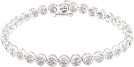 14K Gold Round Natural Diamond Line Bracelet XII - White Gold