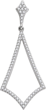14K Gold Round Natural Diamond Geometric Necklace - White Gold