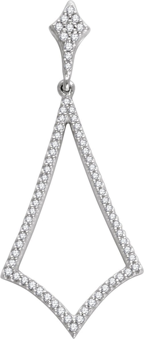 14K Gold Round Natural Diamond Geometric Necklace - White Gold