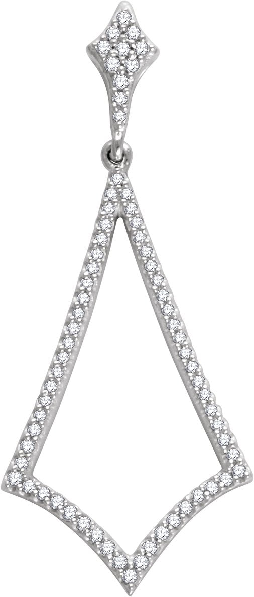 14K Gold Round Natural Diamond Geometric Necklace - White Gold