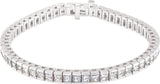 18K Gold Square Natural Diamond Accented Line Bracelet - White Gold