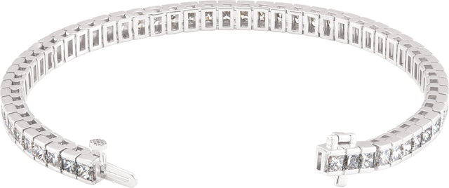 18K Gold Square Natural Diamond Accented Line Bracelet - White Gold - view 2