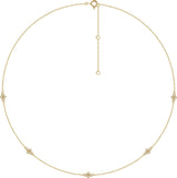 14K Gold Round Natural Diamond Station Necklace - Yellow Gold