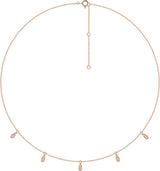 14K Gold Round Natural Diamond Accented Station Necklace - Rose Gold