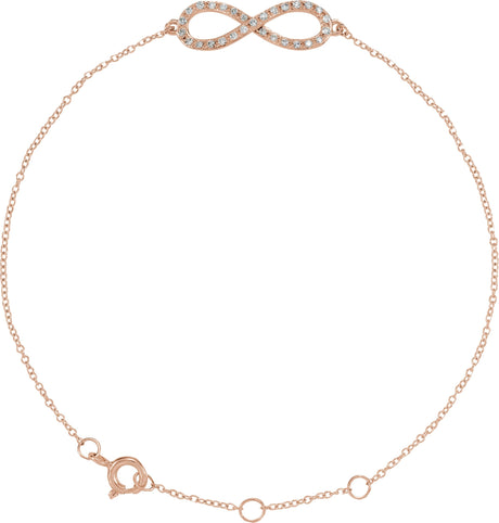 14K Gold Round Natural Diamond Infinity-Inspired Bracelet - Rose Gold