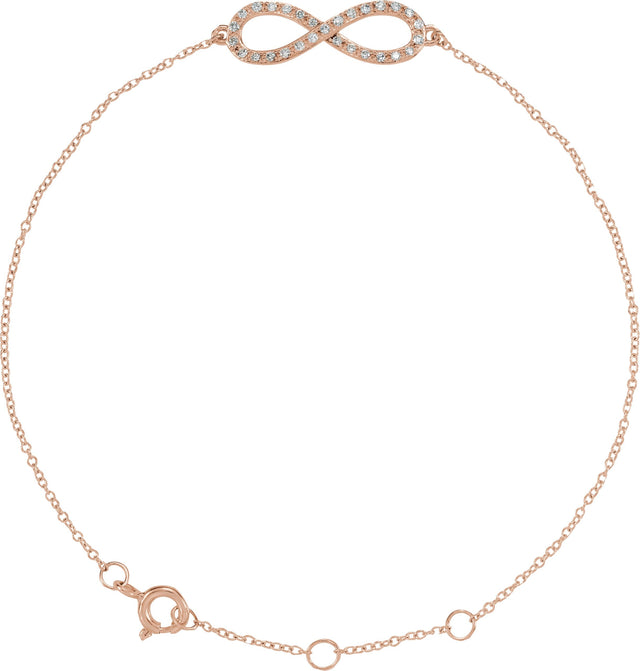 14K Gold Round Natural Diamond Infinity-Inspired Bracelet - Rose Gold