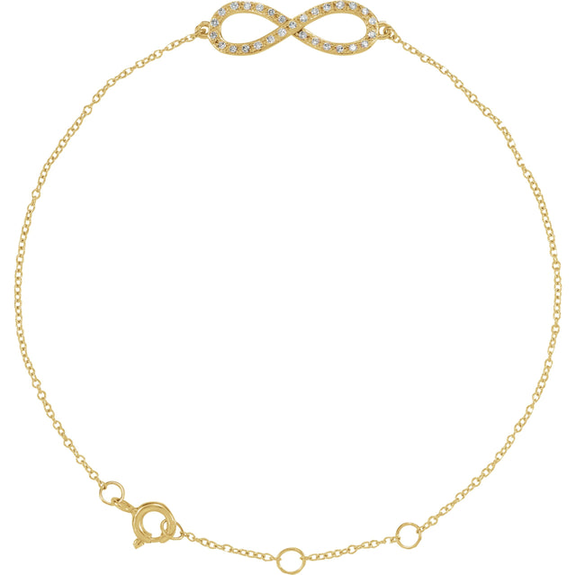 14K Gold Round Natural Diamond Infinity-Inspired Bracelet - Yellow Gold