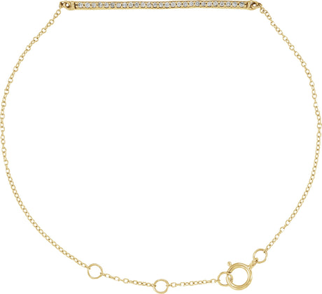 14K Gold Round Natural Diamond Accented Bar Bracelet - Yellow Gold