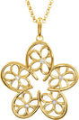 14K Gold Round Natural Diamond Flower Necklace or Pendant