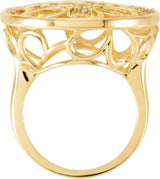 14K Gold Round Natural Diamond Accented Floral Ring - view 2