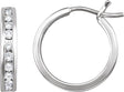 14K Gold Round Natural Diamond Channel-Set Hoop Earrings