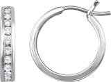 14K Gold Round Natural Diamond Channel-Set Hoop Earrings