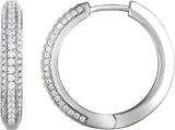 14K Gold Round Natural Diamond Accented Hoop Earrings IV