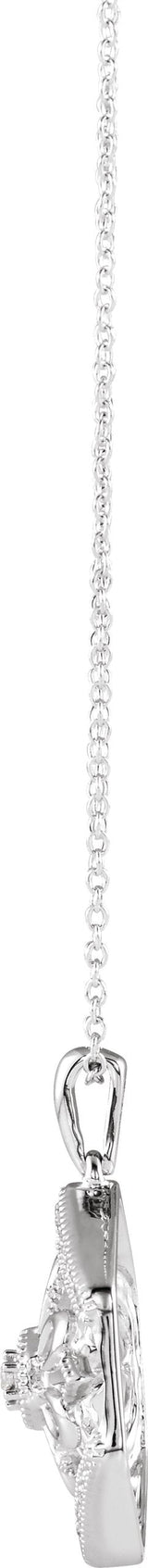 14K Gold Round Natural Diamond Filigree Necklace - view 2