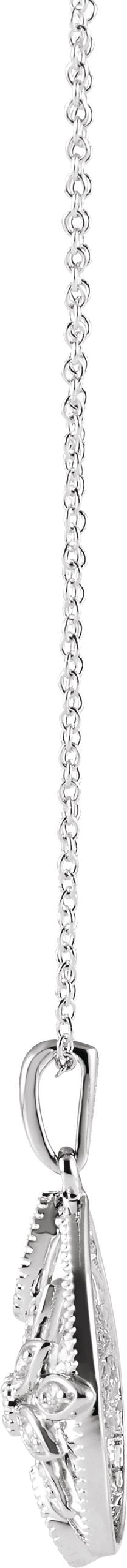 14K Gold Round Natural Diamond Granulated Filigree Necklace II - view 2
