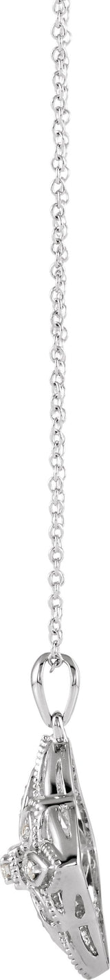14K Gold Round Natural Diamond Granulated Filigree Necklace – 1/10 CTW - view 2