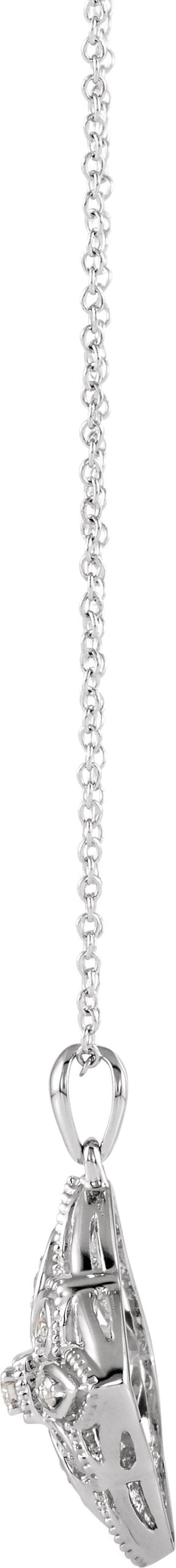 14K Gold Round Natural Diamond Granulated Filigree Necklace – 1/10 CTW - view 2