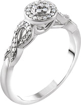 10K Gold Round Natural Diamond Ribbon Halo-Style Cluster Ring