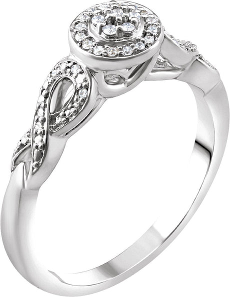 10K Gold Round Natural Diamond Ribbon Halo-Style Cluster Ring