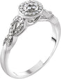 10K Gold Round Natural Diamond Ribbon Halo-Style Cluster Ring