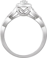 10K Gold Round Natural Diamond Ribbon Halo-Style Cluster Ring - view 2