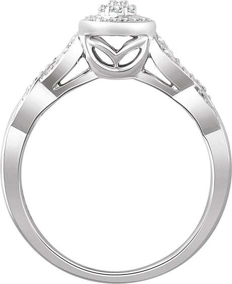 10K Gold Round Natural Diamond Ribbon Halo-Style Cluster Ring - view 2