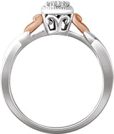 10K Gold Round Natural Diamond Heart Cluster Promise Ring - view 2