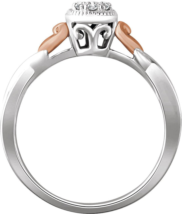 10K Gold Round Natural Diamond Heart Cluster Promise Ring - view 2