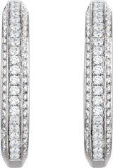 14K Gold Round Natural Diamond Accented Hoop Earrings IV - view 2