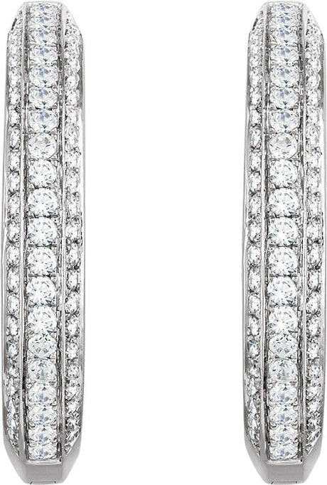 14K Gold Round Natural Diamond Accented Hoop Earrings IV - view 2
