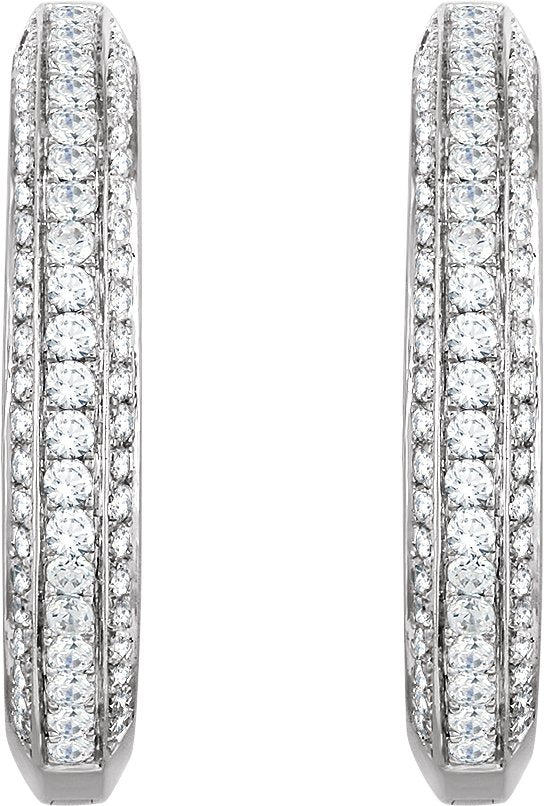 14K Gold Round Natural Diamond Accented Hoop Earrings IV - view 2