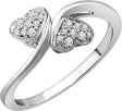 10K Gold Round Natural Diamond Bypass Heart Promise Ring