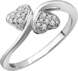 10K Gold Round Natural Diamond Bypass Heart Promise Ring