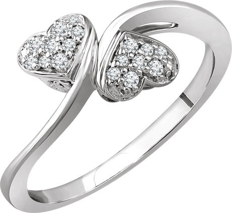 10K Gold Round Natural Diamond Bypass Heart Promise Ring
