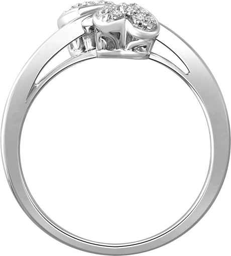 10K Gold Round Natural Diamond Bypass Heart Promise Ring - view 2